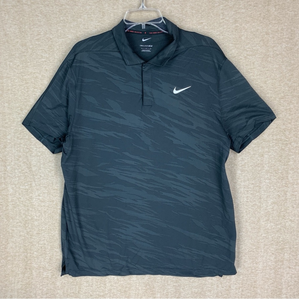 🚨 SOLD 🚨 Nike ADV Tiger Woods Golf Polo L Dark Smoke Gray Mens Performance